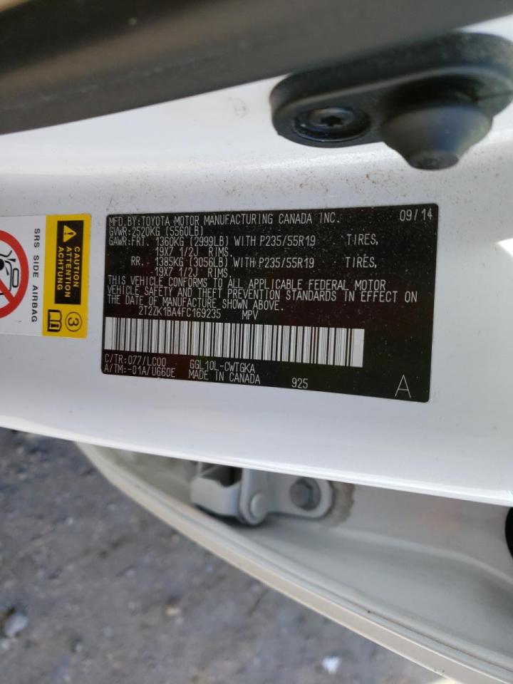 Photo 10 from auction – 2015 LEXUS RX 350 with VIN 2T2ZK1BA4FC169235