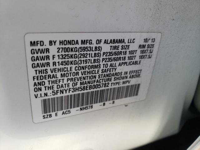 Zdjęcie 10 z aukcji – 2014 HONDA PILOT EXL z VIN 5FNYF3H58EB005782
