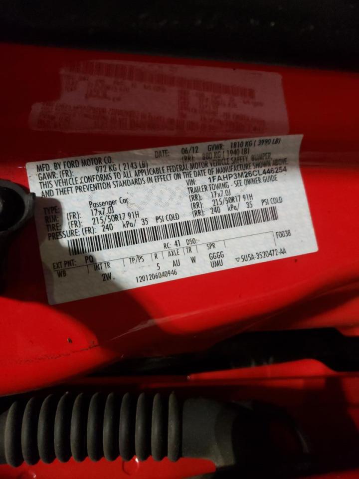 Photo 10 from auction – 2012 FORD FOCUS SEL with VIN 1FAHP3M26CL446254