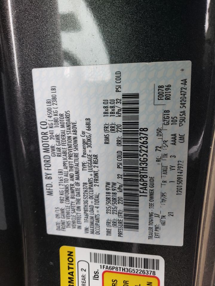 Photo 10 from auction – 2016 FORD MUSTANG with VIN 1FA6P8TH3G5226378