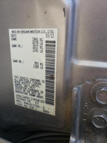 Photo 10 from auction – 2012 NISSAN ALTIMA BAS with VIN 1N4AL2AP6CC240830