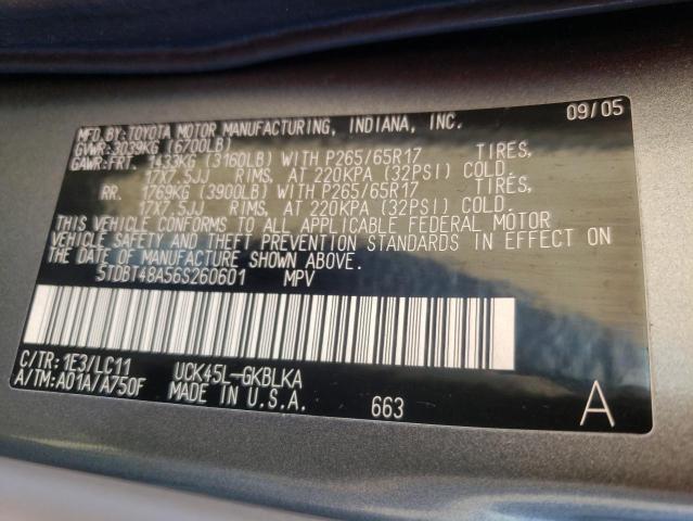 Photo 10 from auction – 2006 TOYOTA SEQUOIA LI with VIN 5TDBT48A56S260601