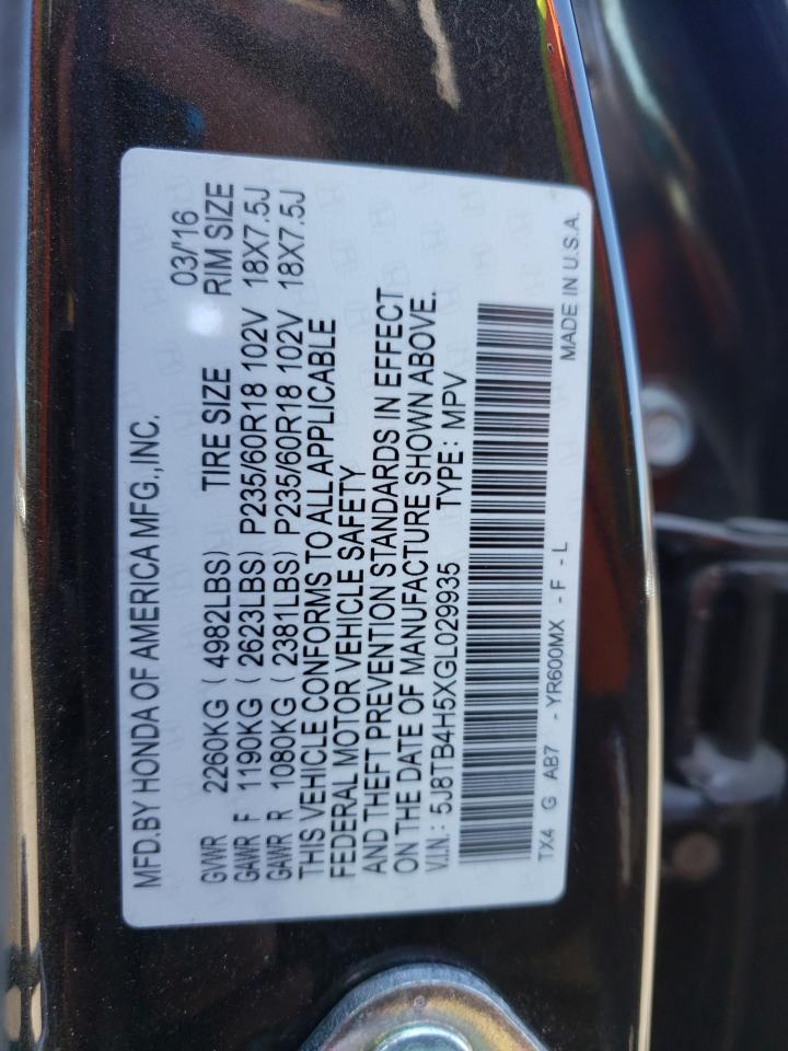Photo 10 from auction – 2016 ACURA RDX TECHNO with VIN 5J8TB4H5XGL029935