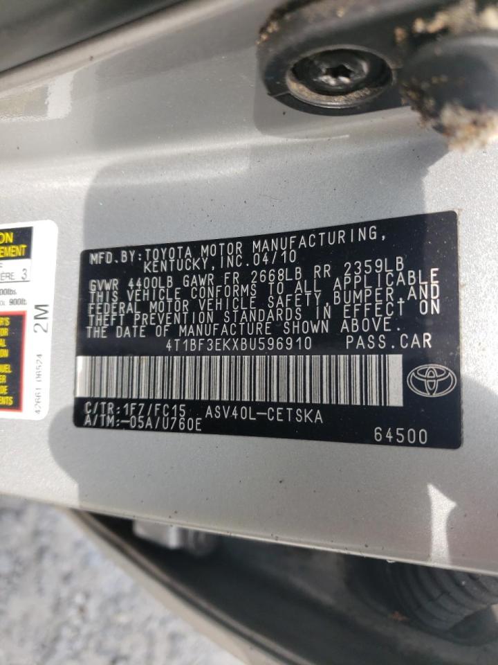 Photo 10 from auction – 2011 TOYOTA CAMRY BASE with VIN 4T1BF3EKXBU596910