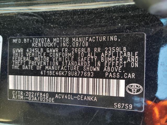Photo 10 from auction – 2009 TOYOTA CAMRY BASE with VIN 4T1BE46K79U877693