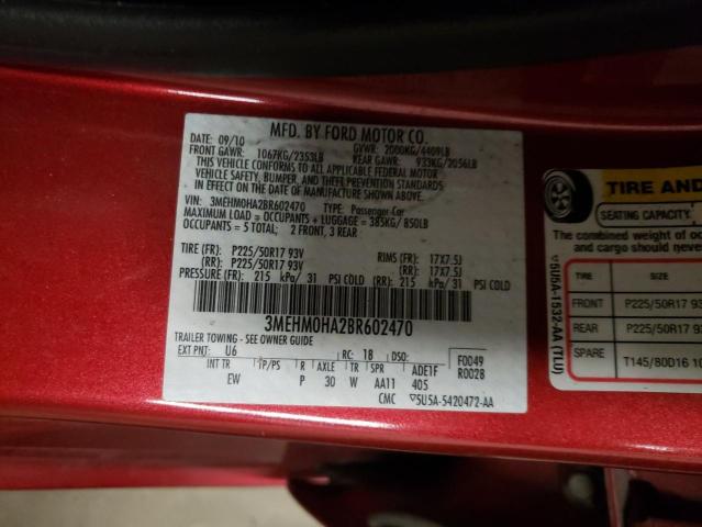 Photo 10 from auction – 2011 MERCURY MILAN with VIN 3MEHM0HA2BR602470