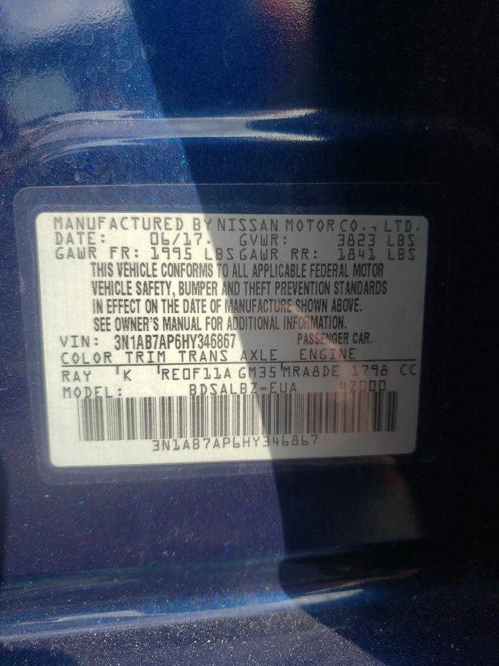 Photo 10 from auction – 2017 NISSAN SENTRA S with VIN 3N1AB7AP6HY346867