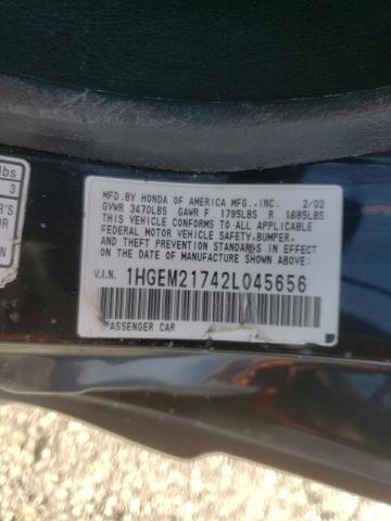 Photo 10 from auction – 2002 HONDA CIVIC HX with VIN 1HGEM21742L045656