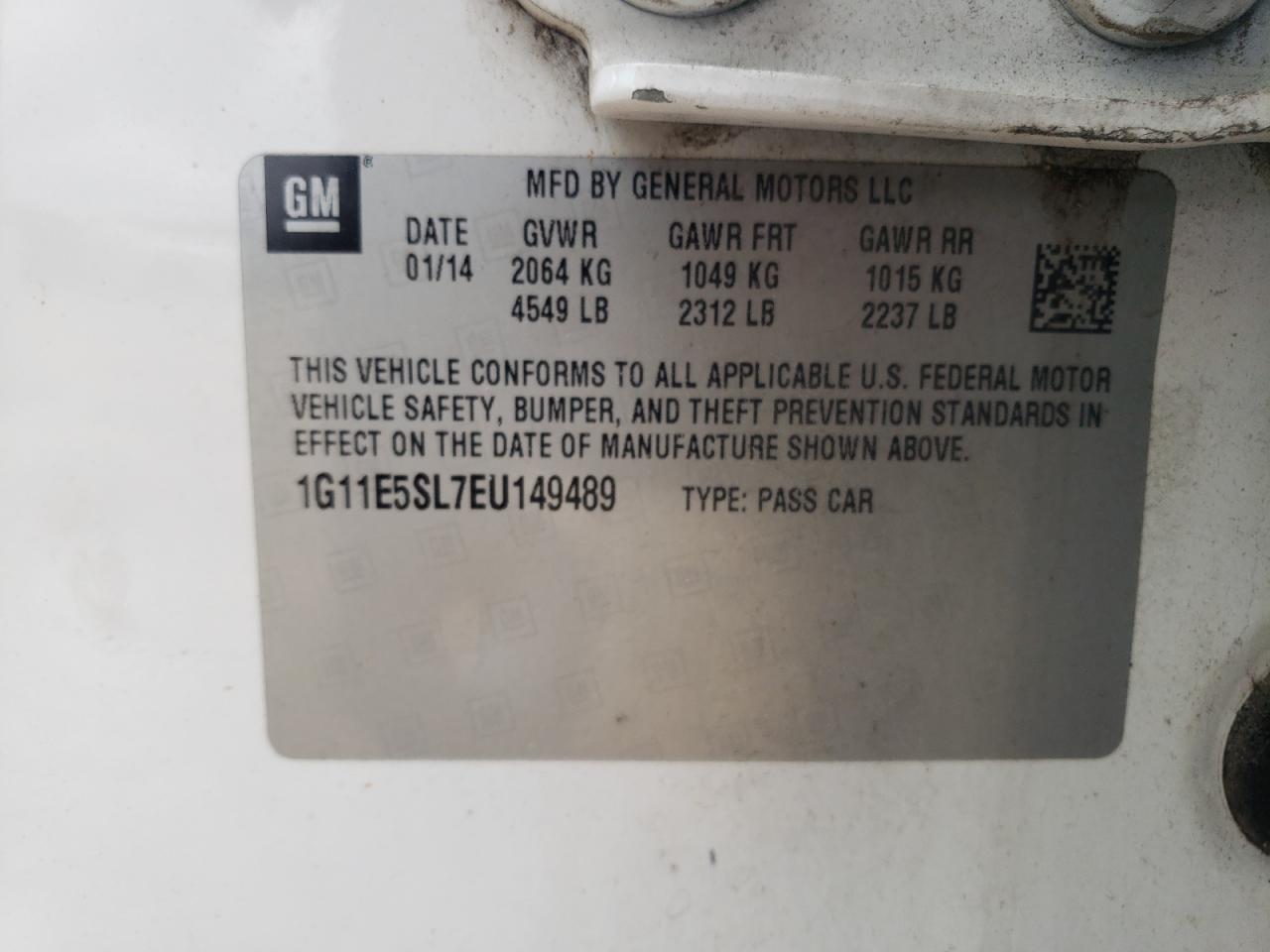 Photo 10 from auction – 2014 CHEVROLET MALIBU 2LT with VIN 1G11E5SL7EU149489