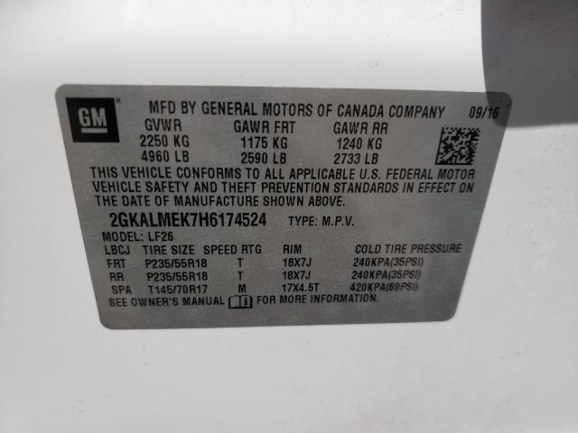Photo 10 from auction – 2017 GMC TERRAIN SL with VIN 2GKALMEK7H6174524