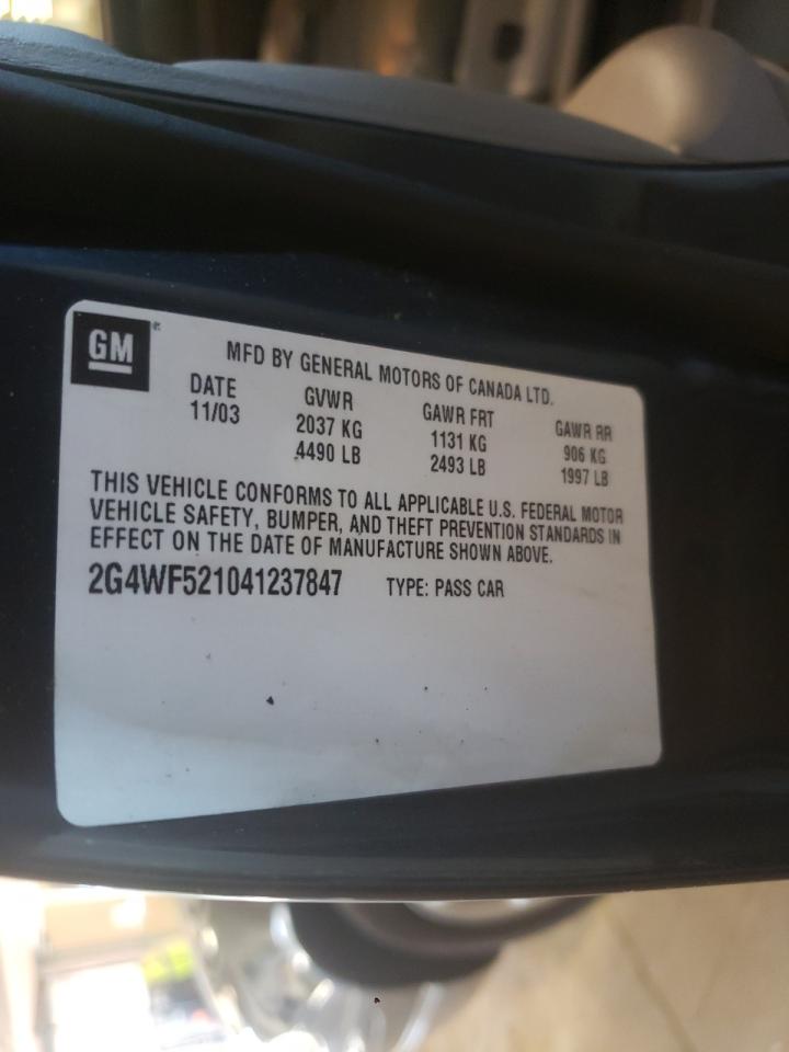 Zdjęcie 10 z aukcji – 2004 BUICK REGAL GS z VIN 2G4WF521041237847