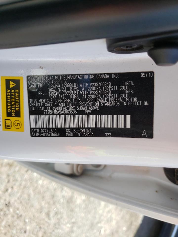 Photo 10 from auction – 2010 LEXUS RX 350 with VIN 2T2BK1BA9AC063535