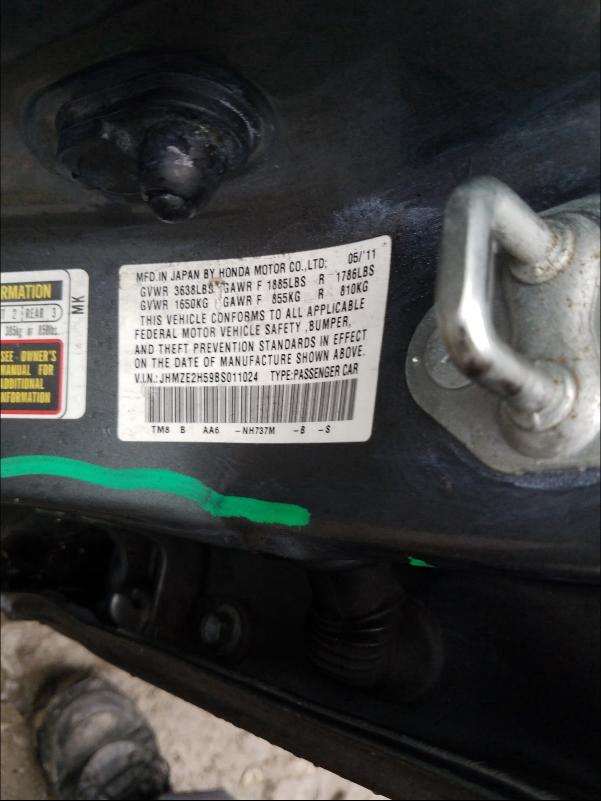 Photo 10 from auction – 2011 HONDA INSIGHT LX with VIN JHMZE2H59BS011024