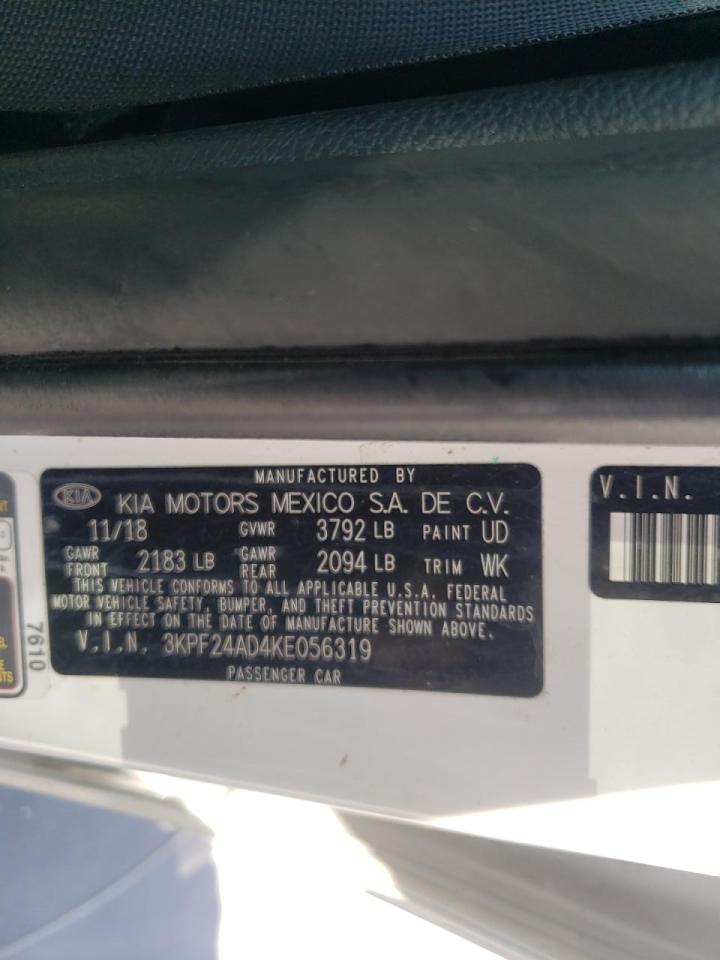 Photo 10 from auction – 2019 KIA FORTE FE with VIN 3KPF24AD4KE056319