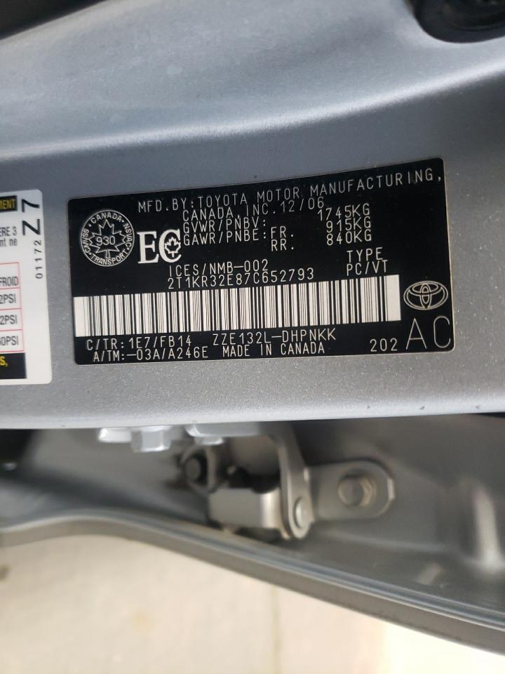 Photo 10 from auction – 2007 TOYOTA COROLLA MA with VIN 2T1KR32E87C652793