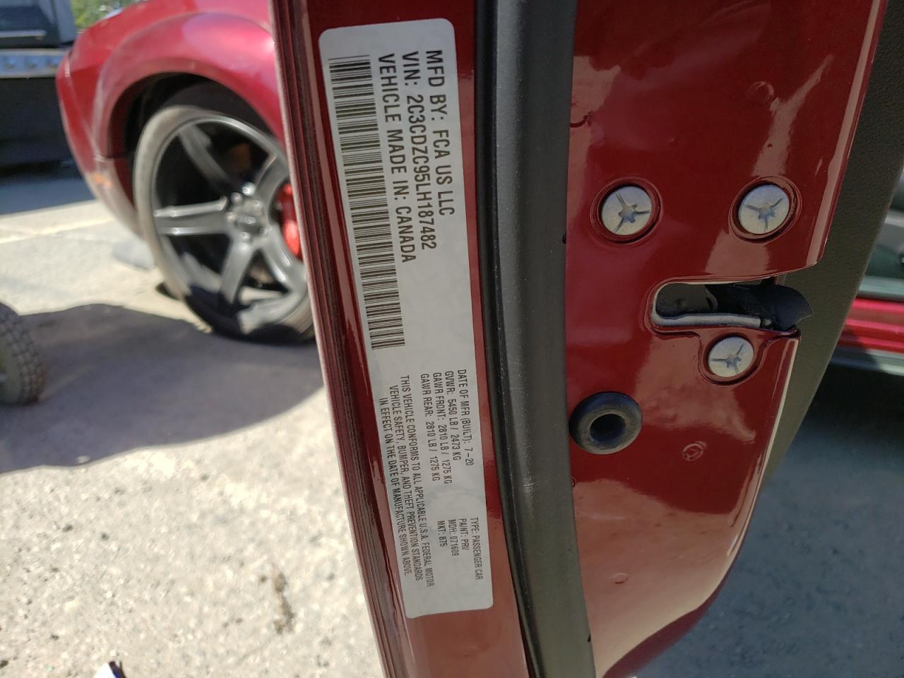 Photo 10 from auction – 2020 DODGE CHALLENGER with VIN 2C3CDZC95LH187482