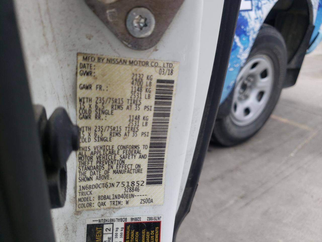 Photo 10 from auction – 2018 NISSAN FRONTIER S with VIN 1N6BD0CT6JN751852