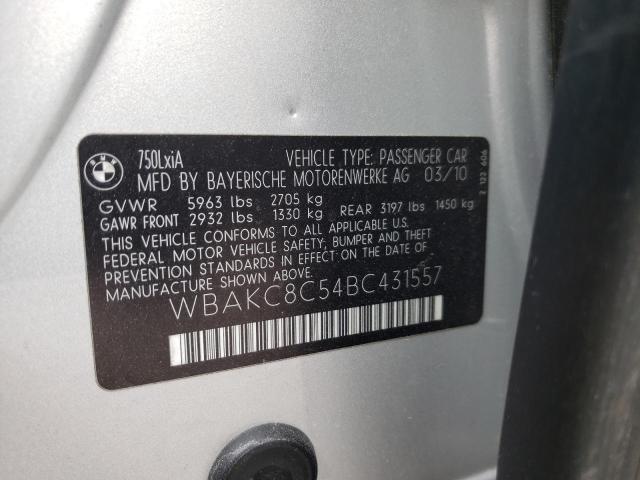 Photo 10 from auction – 2011 BMW 750 LXI with VIN WBAKC8C54BC431557