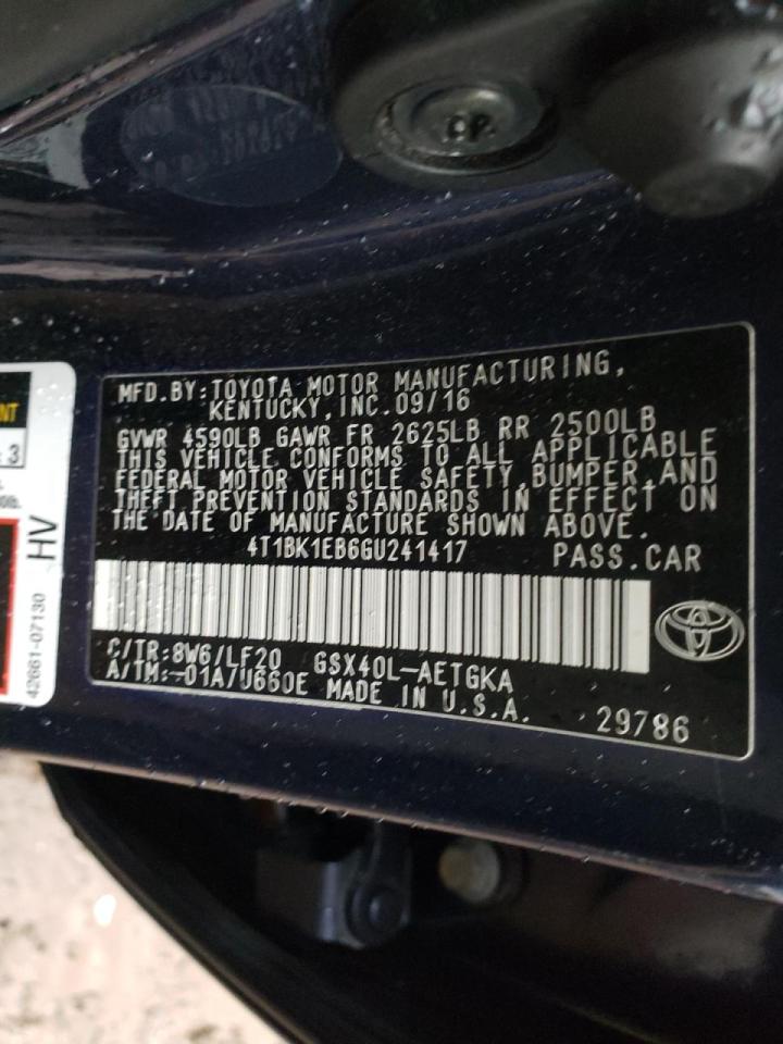 Photo 10 from auction – 2016 TOYOTA AVALON XLE with VIN 4T1BK1EB6GU241417