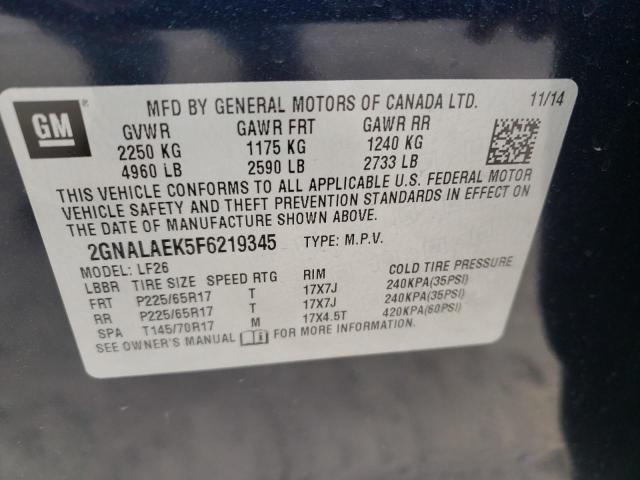 Photo 10 from auction – 2015 CHEVROLET EQUINOX LS with VIN 2GNALAEK5F6219345