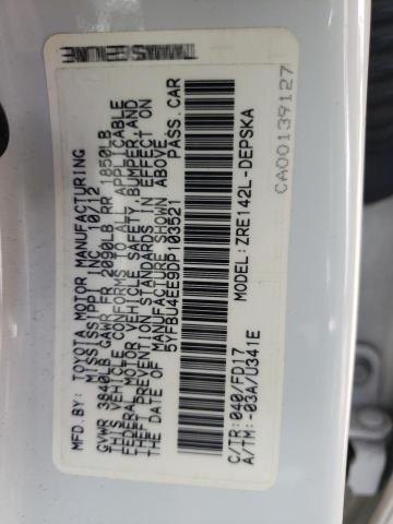Photo 10 from auction – 2013 TOYOTA COROLLA BA with VIN 5YFBU4EE9DP103521