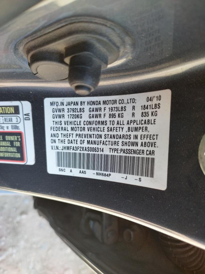 Photo 10 from auction – 2010 HONDA CIVIC HYBR with VIN JHMFA3F2XAS006314