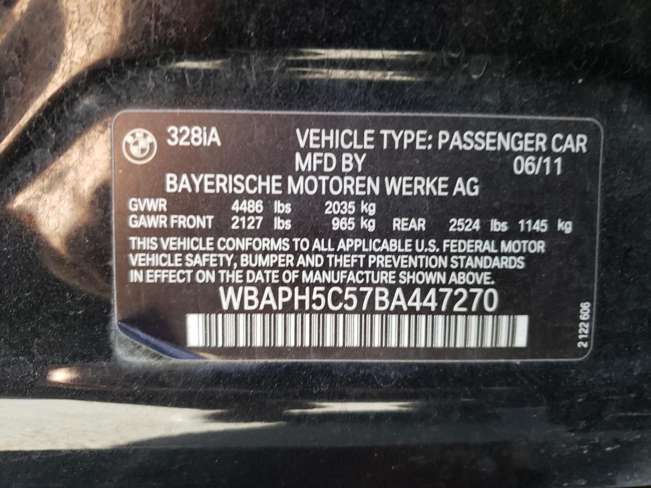 Photo 10 from auction – 2011 BMW 328 I SULE with VIN WBAPH5C57BA447270