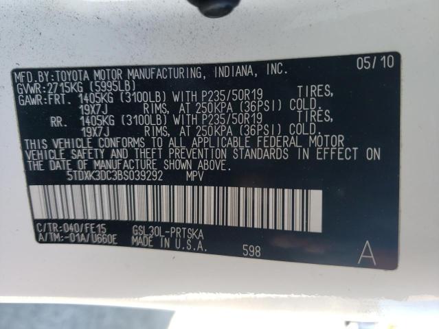Photo 10 from auction – 2011 TOYOTA SIENNA SPO with VIN 5TDXK3DC3BS039292
