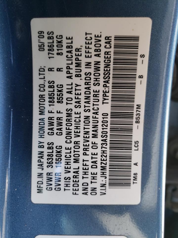Photo 10 from auction – 2010 HONDA INSIGHT EX with VIN JHMZE2H73AS012010