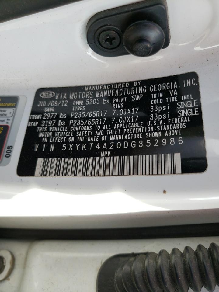 Photo 10 from auction – 2013 KIA SORENTO LX with VIN 5XYKT4A20DG352986