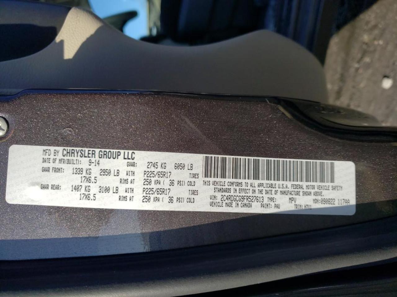 Photo 10 from auction – 2015 DODGE GRAND CARA with VIN 2C4RDGCG9FR527613
