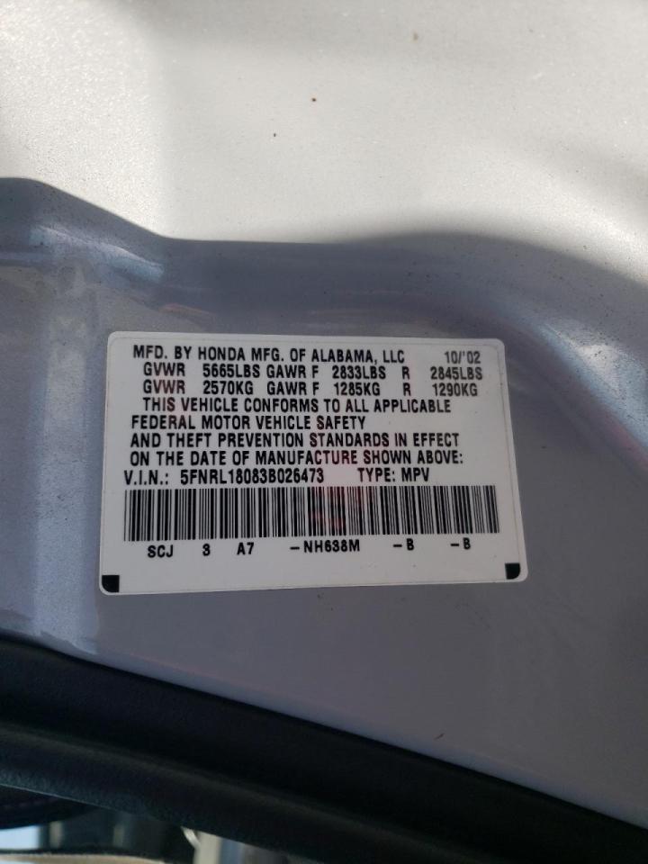 Photo 10 from auction – 2003 HONDA ODYSSEY EX with VIN 5FNRL18083B026473