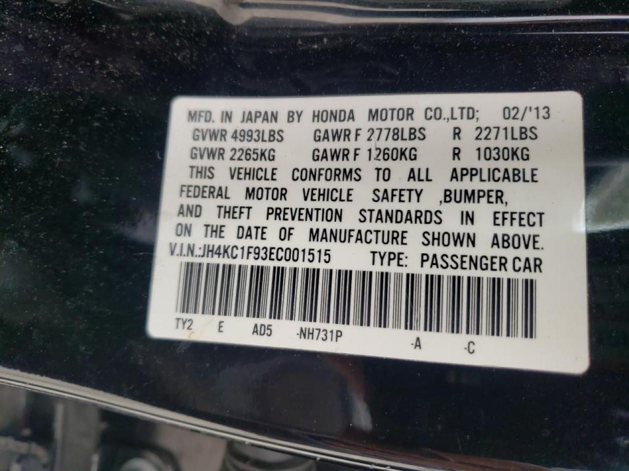 Photo 10 from auction – 2014 ACURA RLX ADVANC with VIN JH4KC1F93EC001515