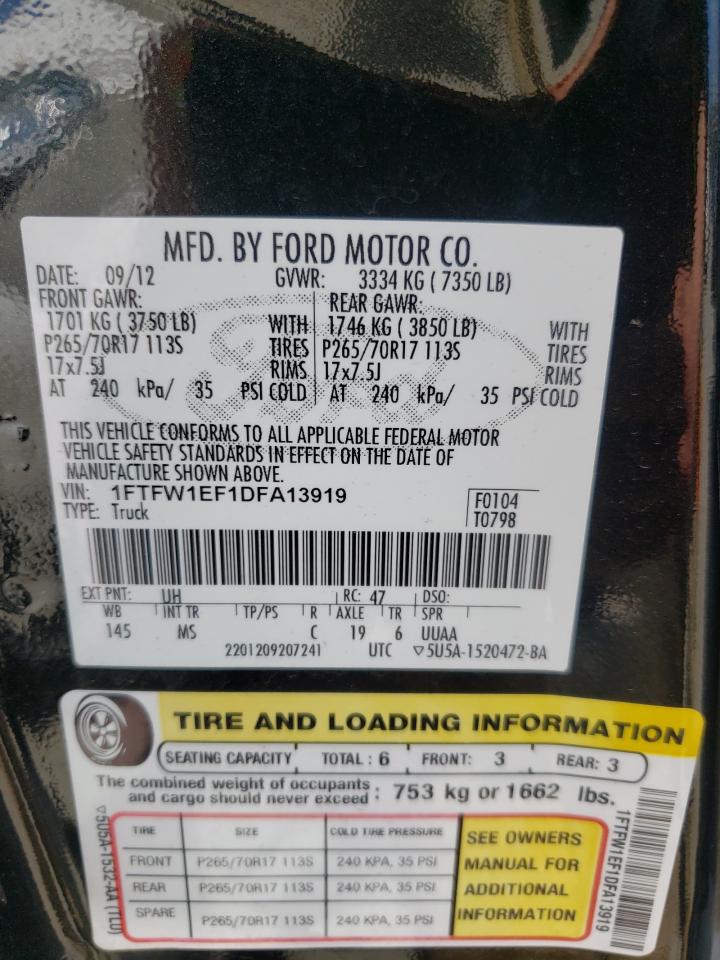 Photo 10 from auction – 2013 FORD F150 SUPER with VIN 1FTFW1EF1DFA13919
