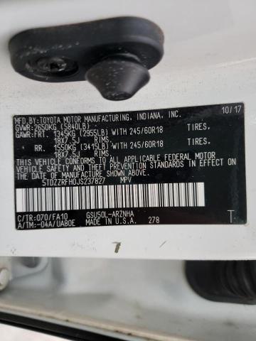Photo 10 from auction – 2018 TOYOTA HIGHLANDER with VIN 5TDZZRFH0JS237827