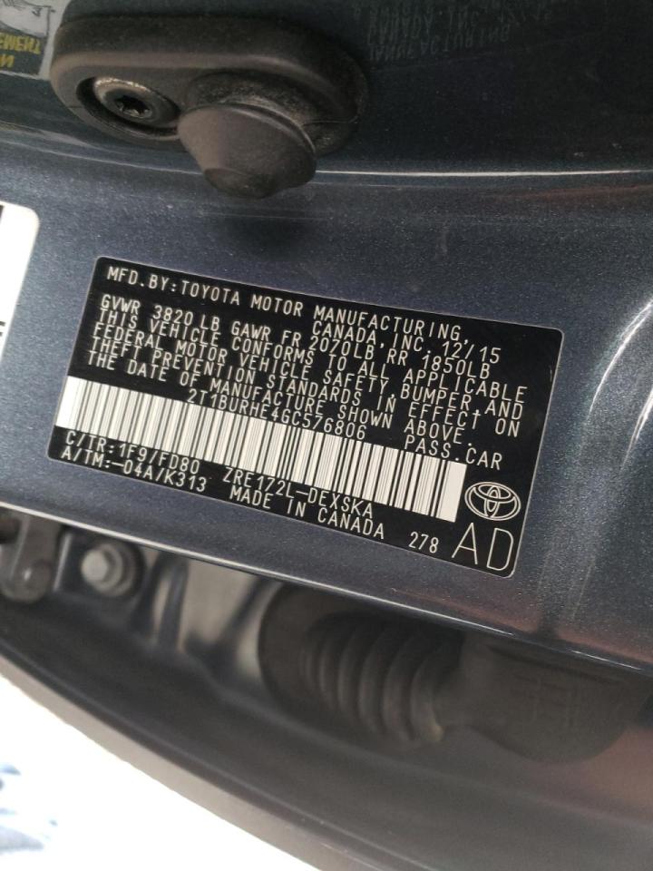 Photo 10 from auction – 2016 TOYOTA COROLLA L with VIN 2T1BURHE4GC576806