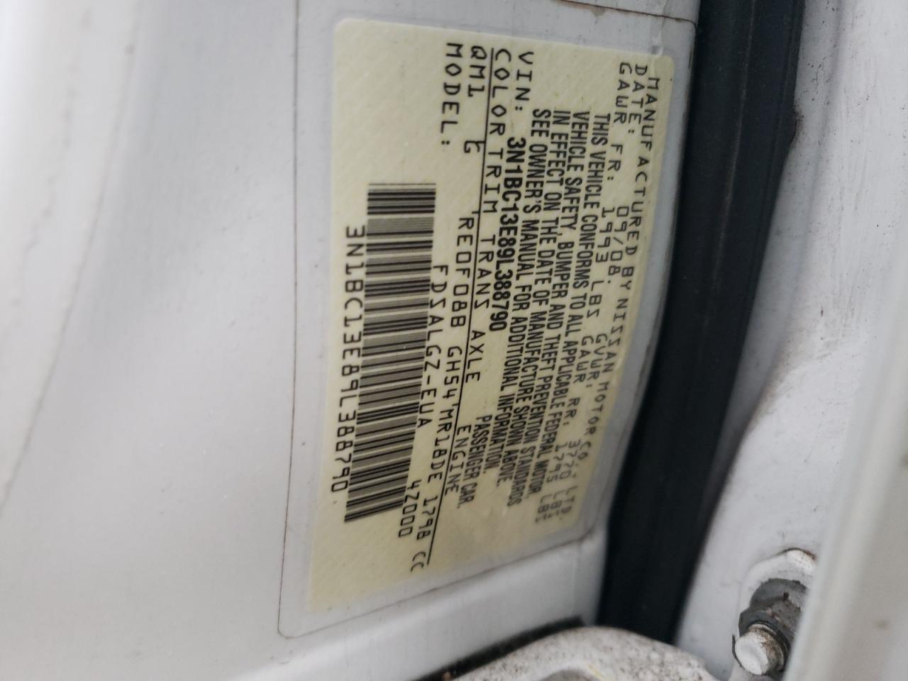 Photo 10 from auction – 2009 NISSAN VERSA S with VIN 3N1BC13E89L388790