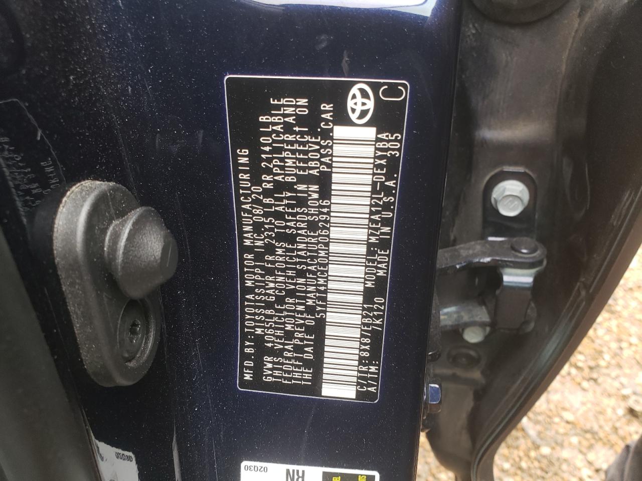 Photo 10 from auction – 2021 TOYOTA COROLLA XS with VIN 5YFT4MCE0MP062946