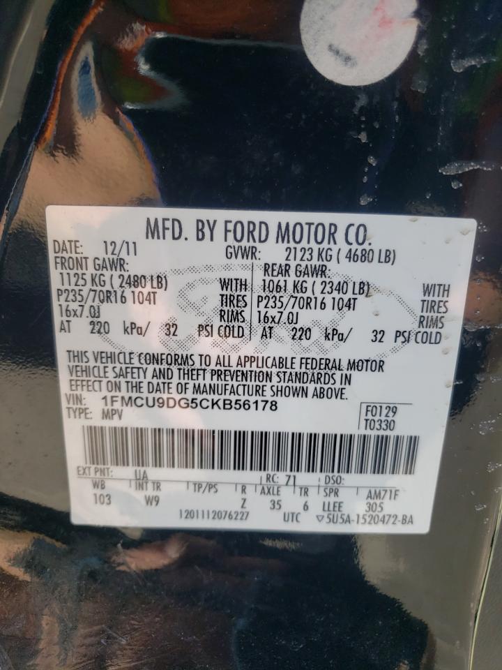 Photo 10 from auction – 2012 FORD ESCAPE XLT with VIN 1FMCU9DG5CKB56178