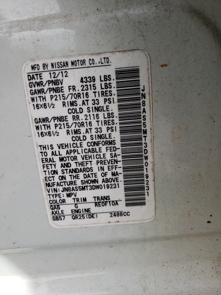 Photo 10 from auction – 2013 NISSAN ROGUE S with VIN JN8AS5MT3DW019231
