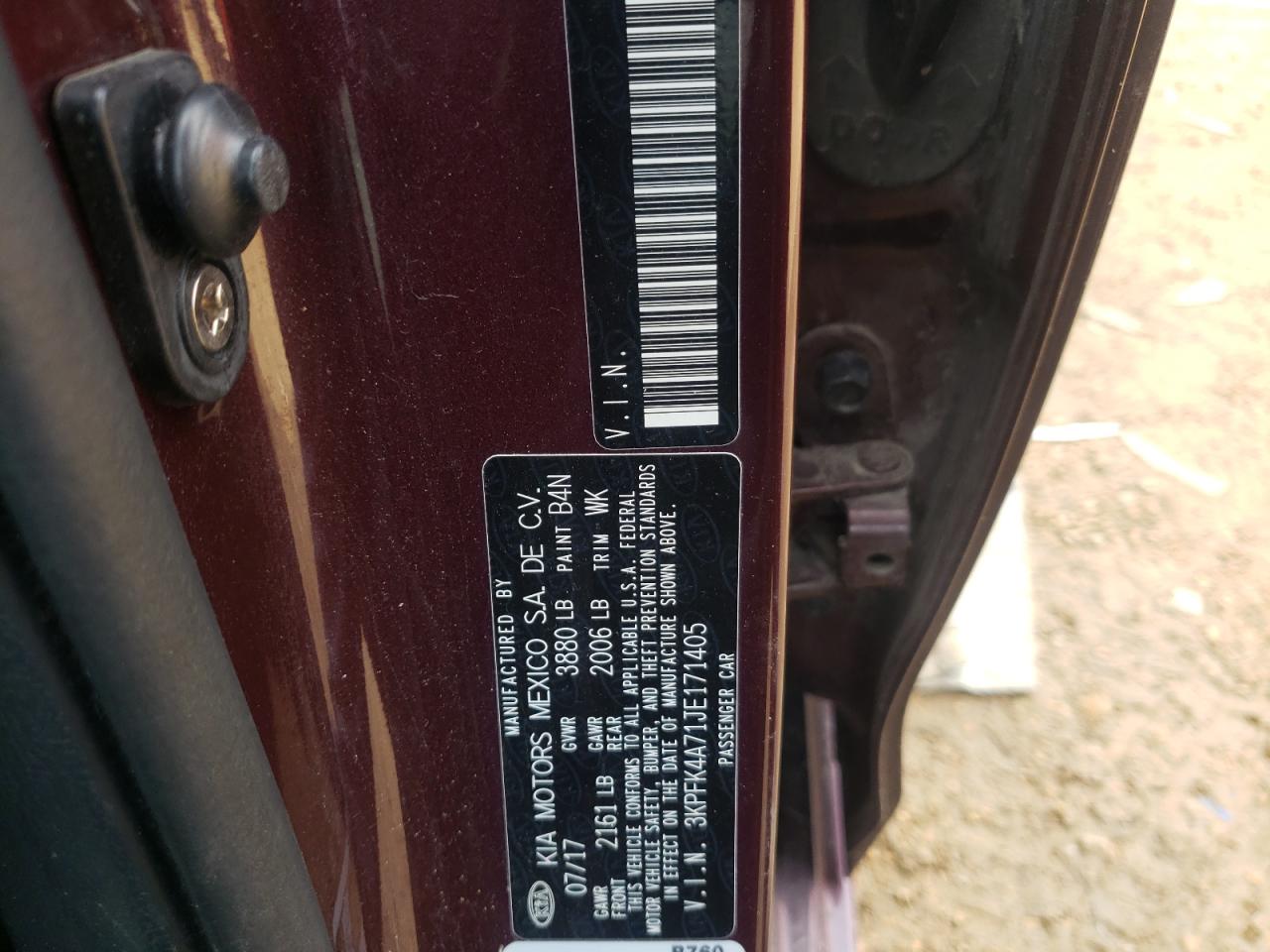 Photo 10 from auction – 2018 KIA FORTE LX with VIN 3KPFK4A71JE171405