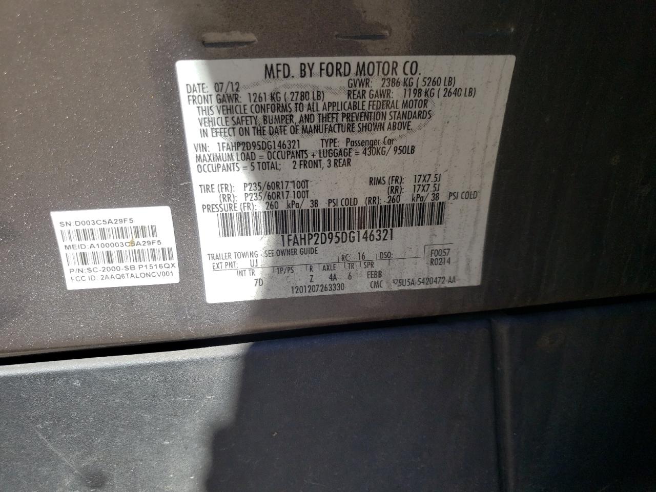 صورة رقم 10 من المزاد - 2013 FORD TAURUS SE مع VIN 1FAHP2D95DG146321