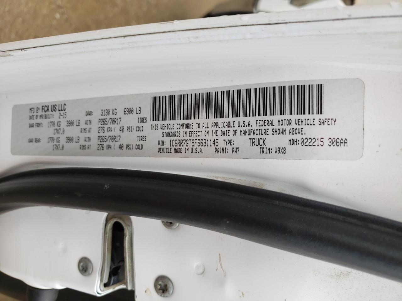Photo 10 from auction – 2015 RAM 1500 SLT with VIN 1C6RR7GT9FS631145