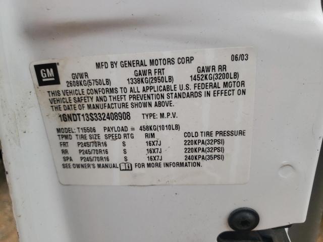 Photo 10 from auction – 2003 CHEVROLET TRAILBLAZE with VIN 1GNDT13S332408908
