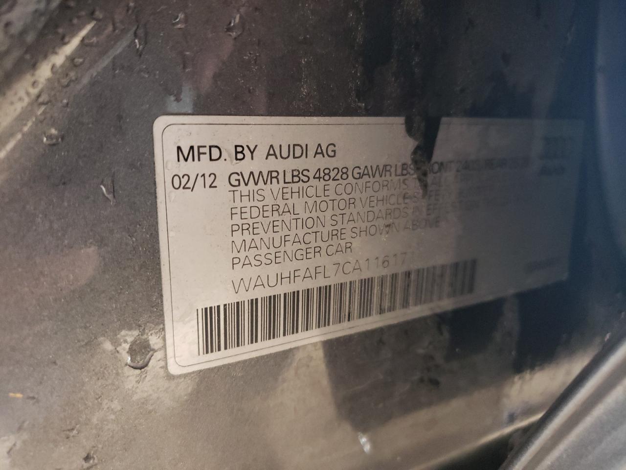 Photo 10 from auction – 2012 AUDI A4 PREMIUM with VIN WAUHFAFL7CA116171