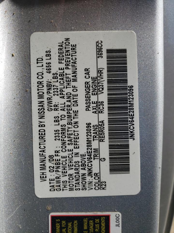 Photo 10 from auction – 2008 INFINITI G37 BASE with VIN JNKCV64E28M123096