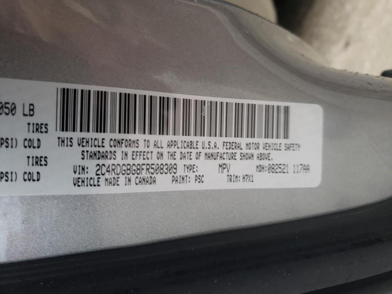 Photo 10 from auction – 2015 DODGE GRAND CARA with VIN 2C4RDGBG8FR508309