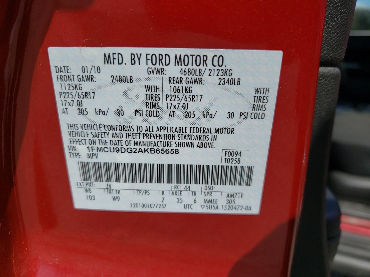 Photo 10 from auction – 2010 FORD ESCAPE XLT with VIN 1FMCU9DG2AKB65658