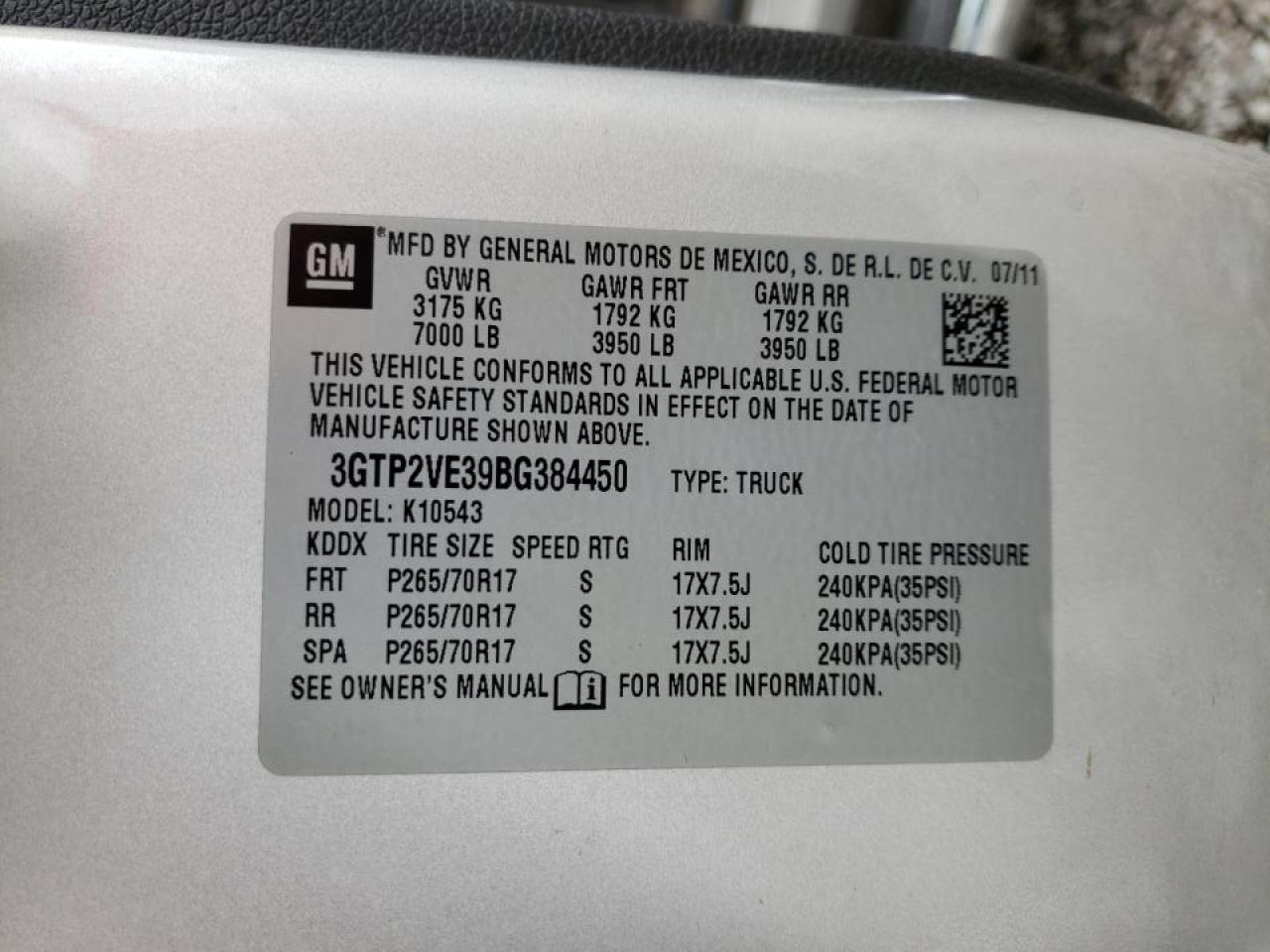 Photo 10 from auction – 2011 GMC SIERRA K15 with VIN 3GTP2VE39BG384450