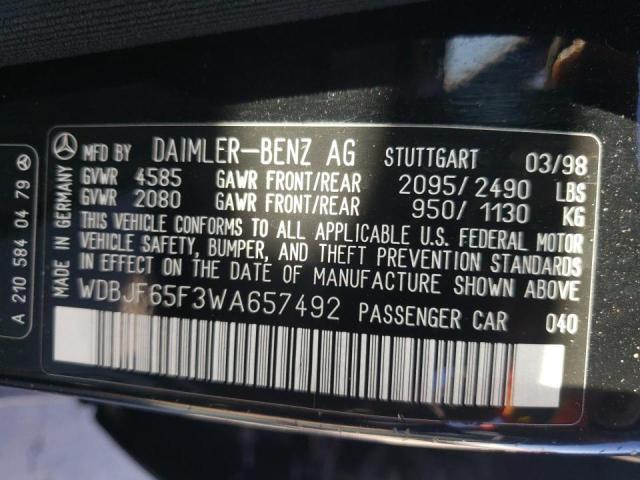 Photo 10 from auction – 1998 MERCEDES-BENZ E 320 with VIN WDBJF65F3WA657492